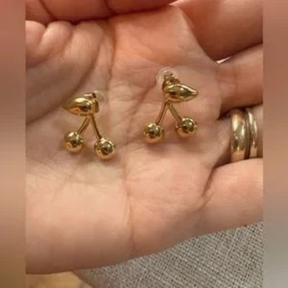 18k Gold Plated Cute Cherry Earrings